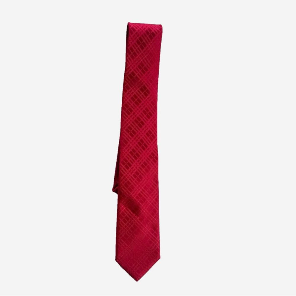 Vintage Ho Ho Ho Brand Tie Red Plaid Damask Necktie Men's Professional‎ 58" EUC